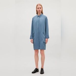COS Casual Blue Button-Up Shirt Dress SIZE XS EU 34